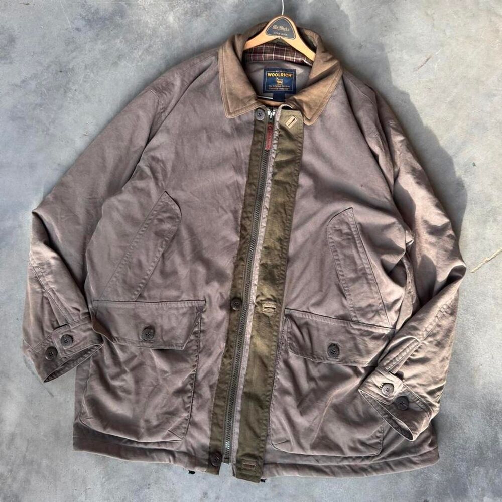 Woolrich green heavy utility jacket with plaid lining - Picture 4 of 8